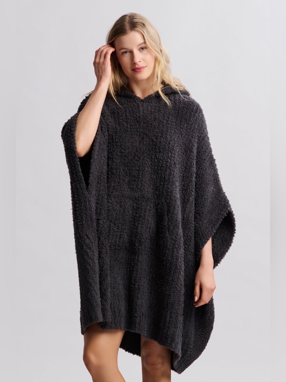 Barefoot Dreams The Cozy Hooded Pullover Charcoal Gray One Size Soft Plush